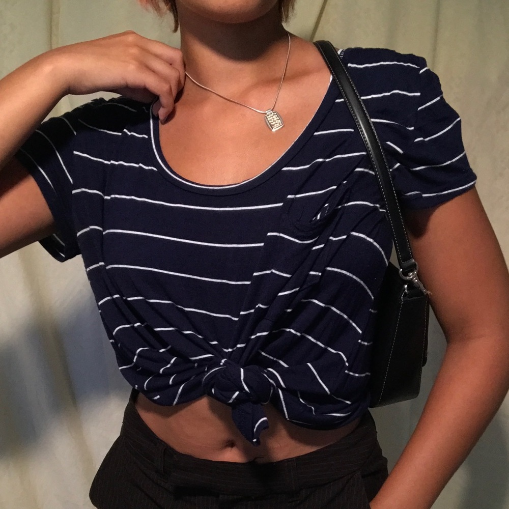 Striped navy blue shirt